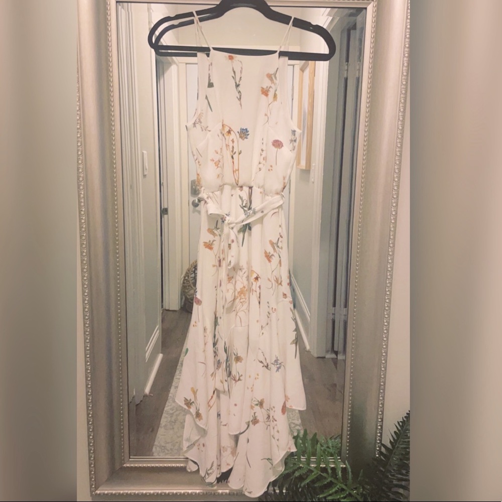 River Island White Floral Midi Dress Sz Uk Us (#1003)